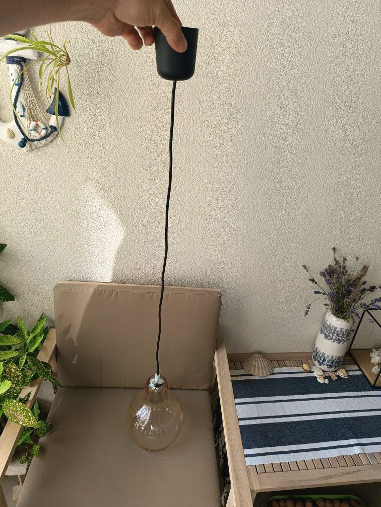 Lampa sufitowa Klosz szklany żyrandol wiszący E27  Black end white