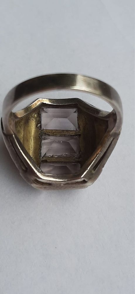 Unikalny pierścionek Art Deco z ametystem, lata XX (marka Farhner).