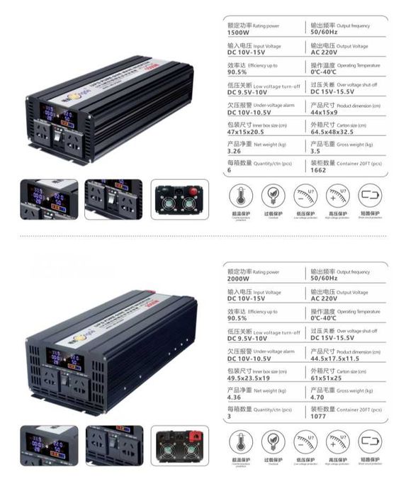 ЛУЧШИЕ ПО КАЧЕСТВУ Инверторы -12 24 36 48 60v 500 1000 1500 2000 3000W