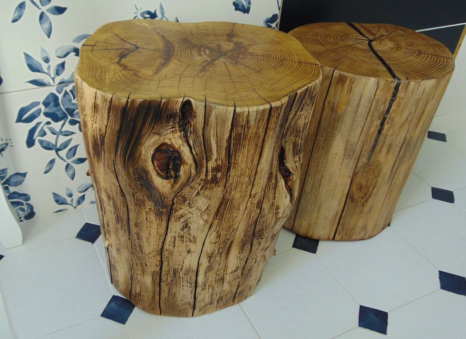 pieniek ozdobny stołek z drewna pień nakastlik stolik drewniany