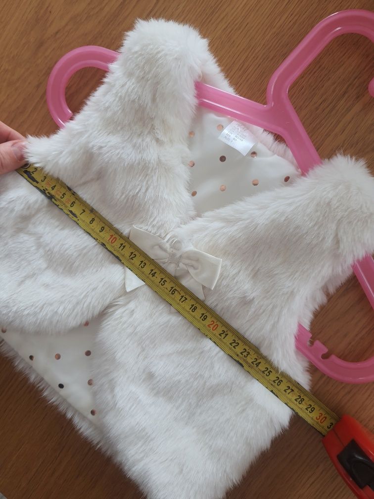 Futerko, kamizelka, bezrękawnik, h&m, chrzest, białe, rozmiar 80