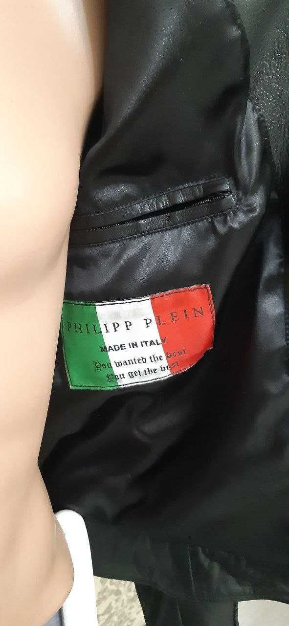 Итальянская кожаная куртка Philipp Plein