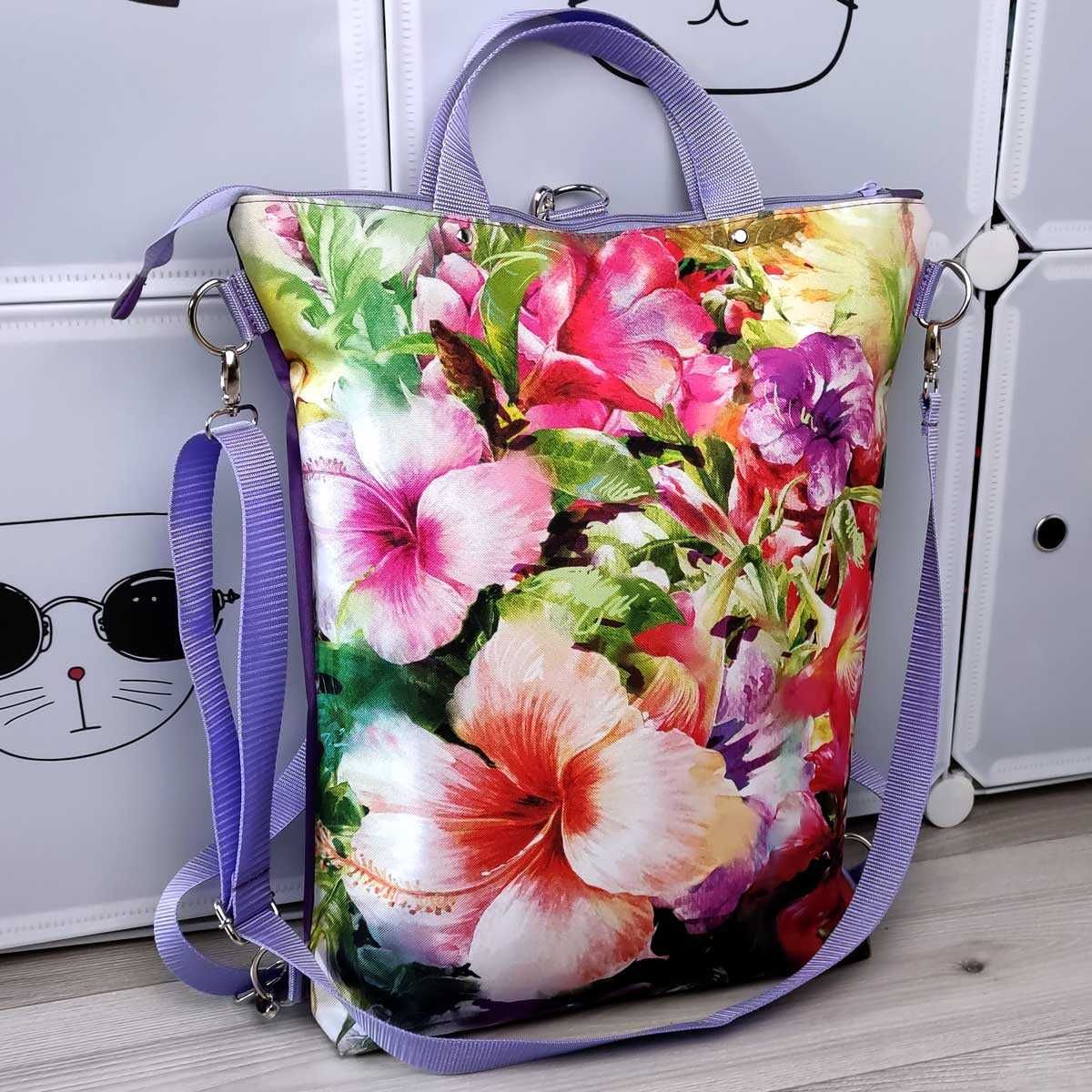 Torba-plecak wodoodporna Exotic Flowers hand made