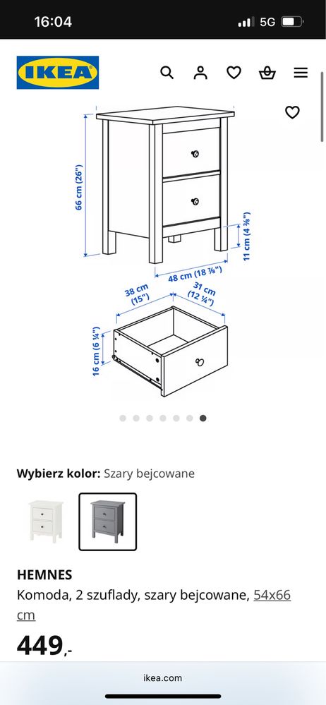 Szafka nocna Ikea Hemnes czarna UNIKAT!
