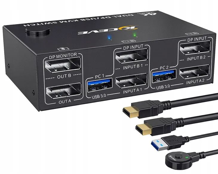 kontroler kvm kceve kc-kvm202dp  usb 3.0 2 pc vv