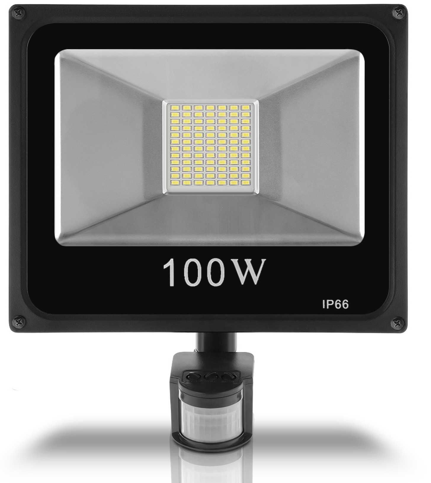 Halogen naświetlacz 100W LED czujnik ruchu zmierzchu SLIM IP66 lampa