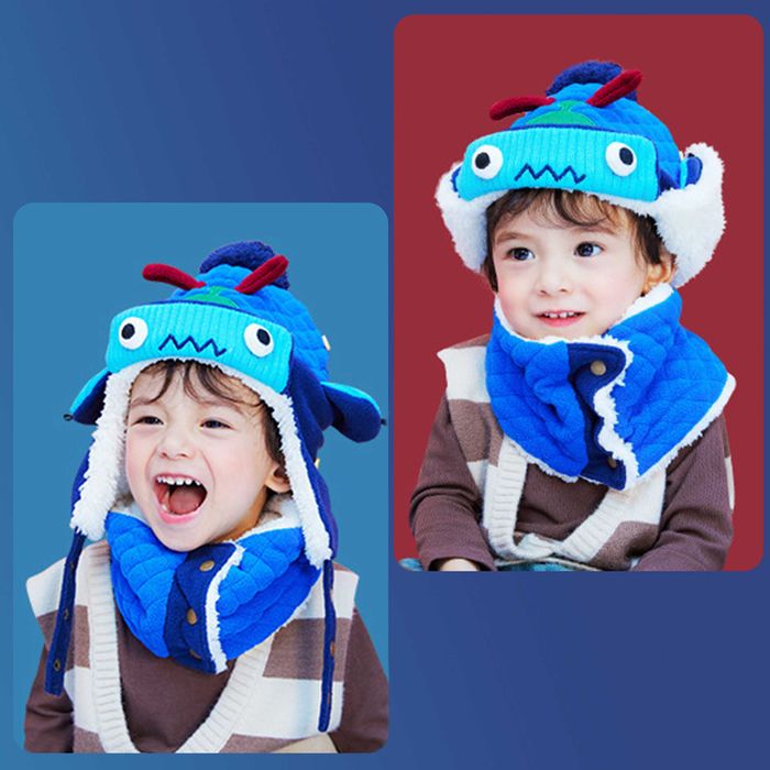 Зимняя шапка ушанка с завязками застежками + шарф снуд хамут | мальчик