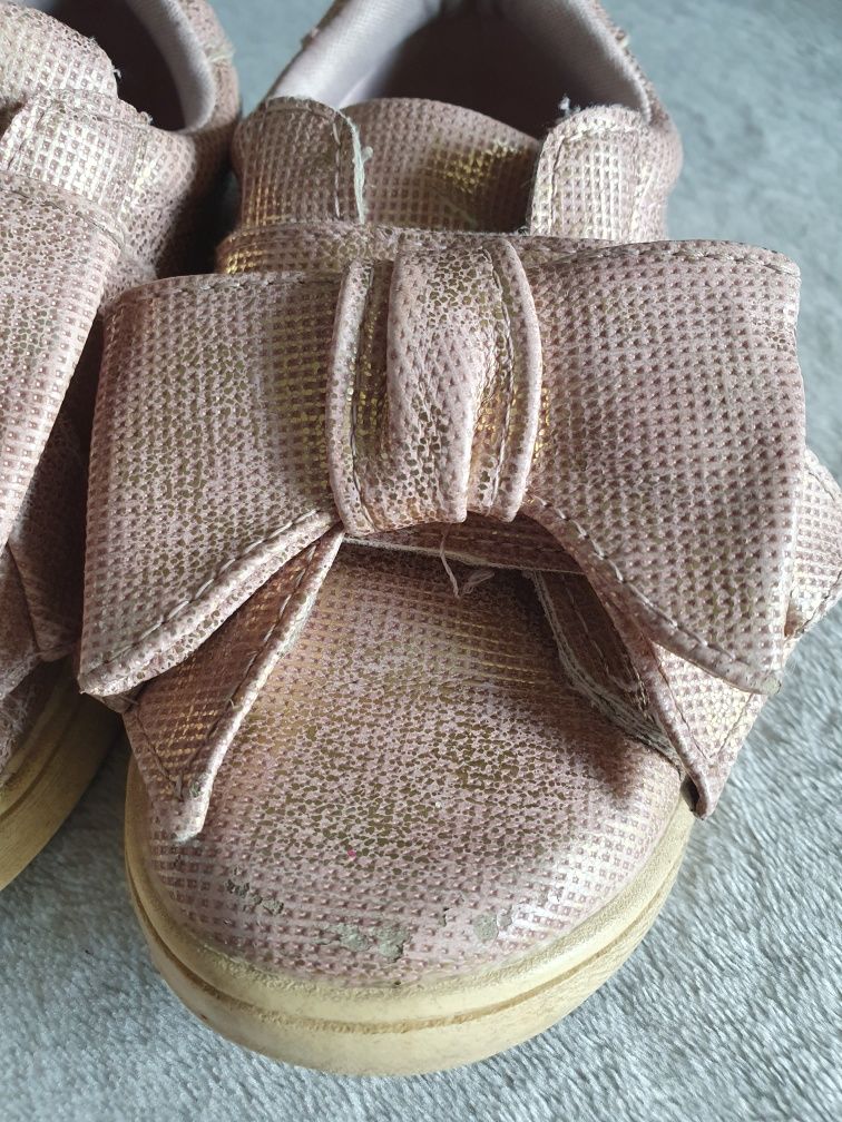 Buty dziewczęce różowo-złote z kokardami American Club r.24