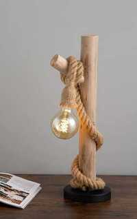 -60% Lampa stołowa HSH z naturalnego drewna z kablem linowym