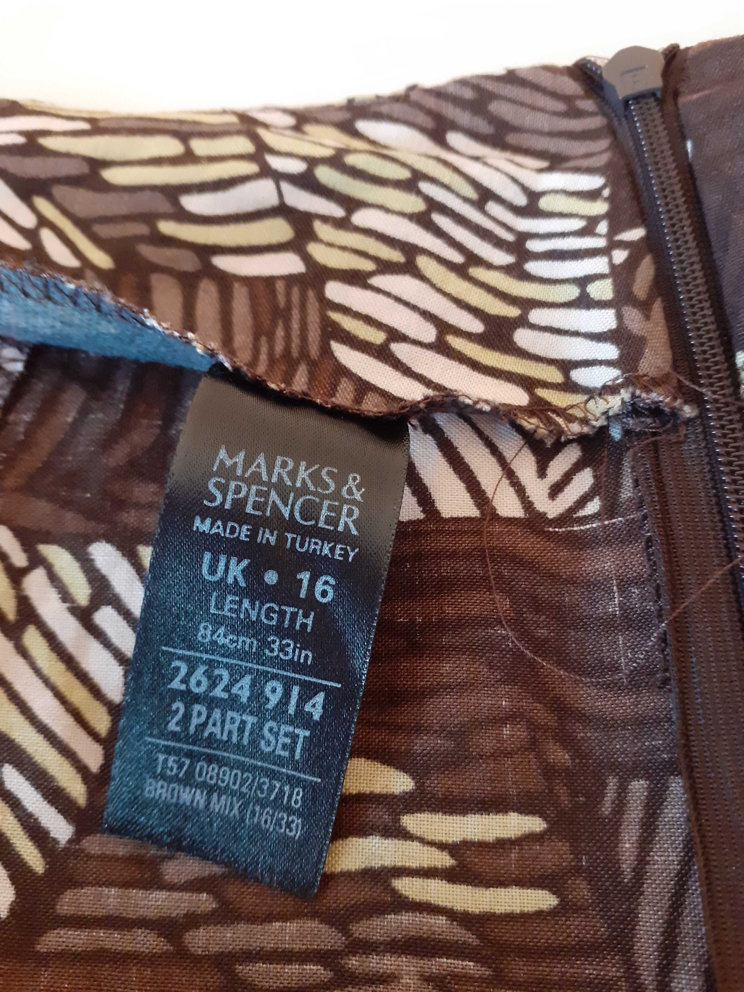 44 Spódnica dla niskich długa maxi wzory len wiskoza Marks & Spencer
