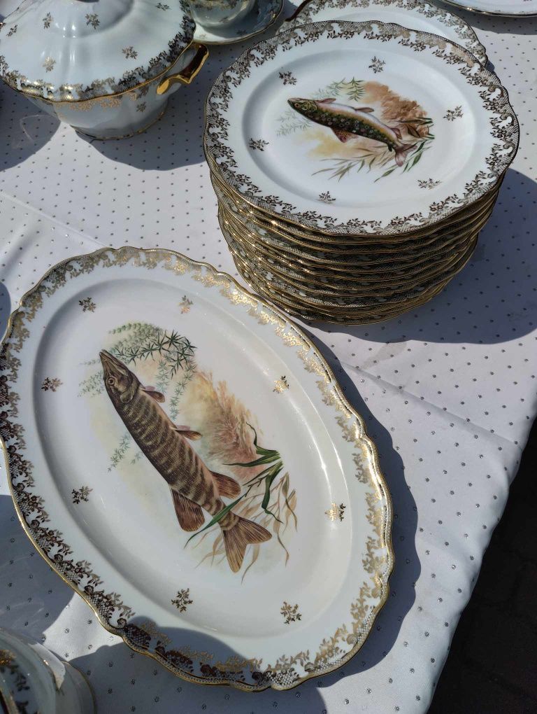 Stary,duży serwis obiadowy porcelana Limoges Francja 96 sztuk