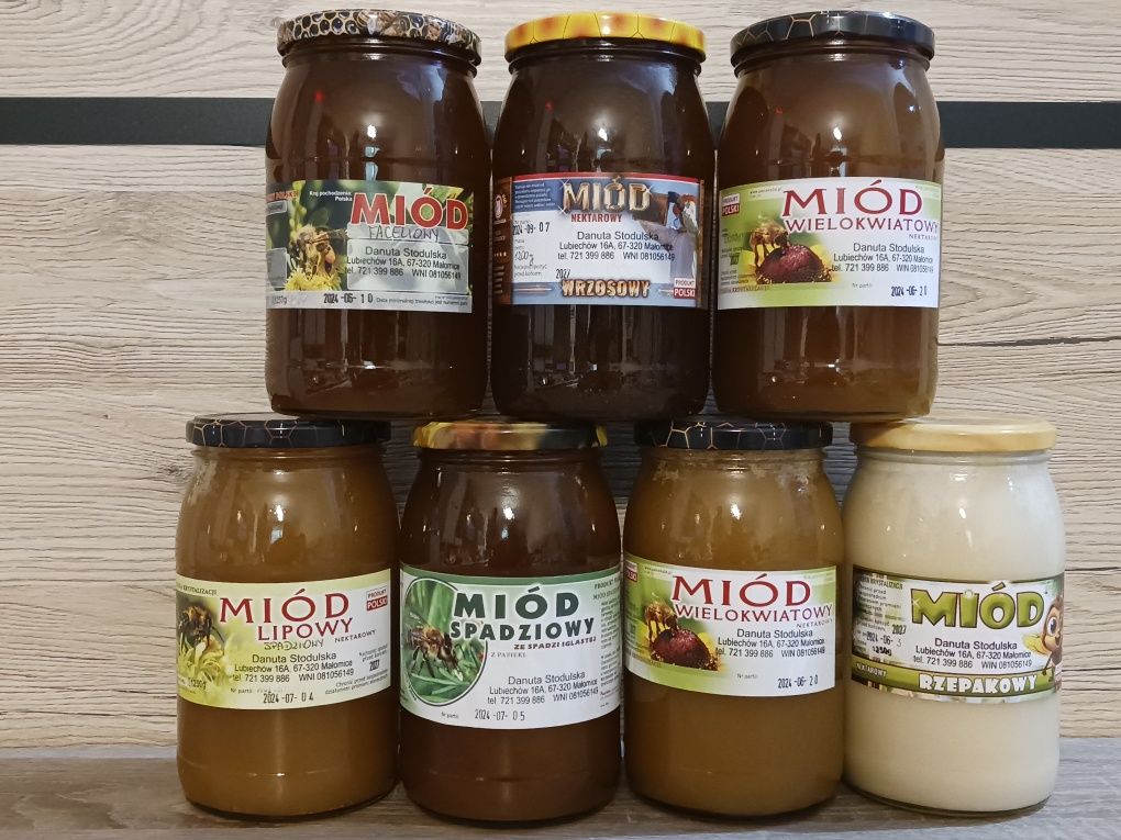 Zestaw Miód Lipowy, faceliowy, wrzosowy,  spadziowy ,rzepakowy