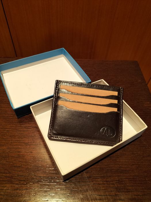 Porta cartões AL em pele genuína castanho
