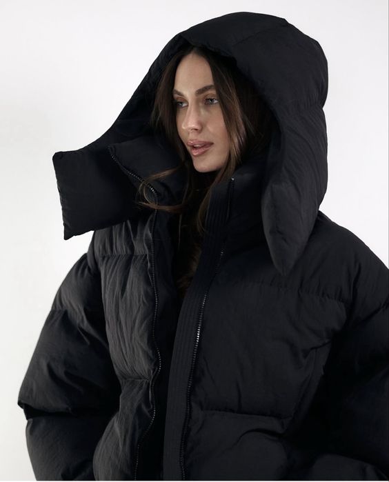 Пуфер жіночий чорний xxs, оверсайз