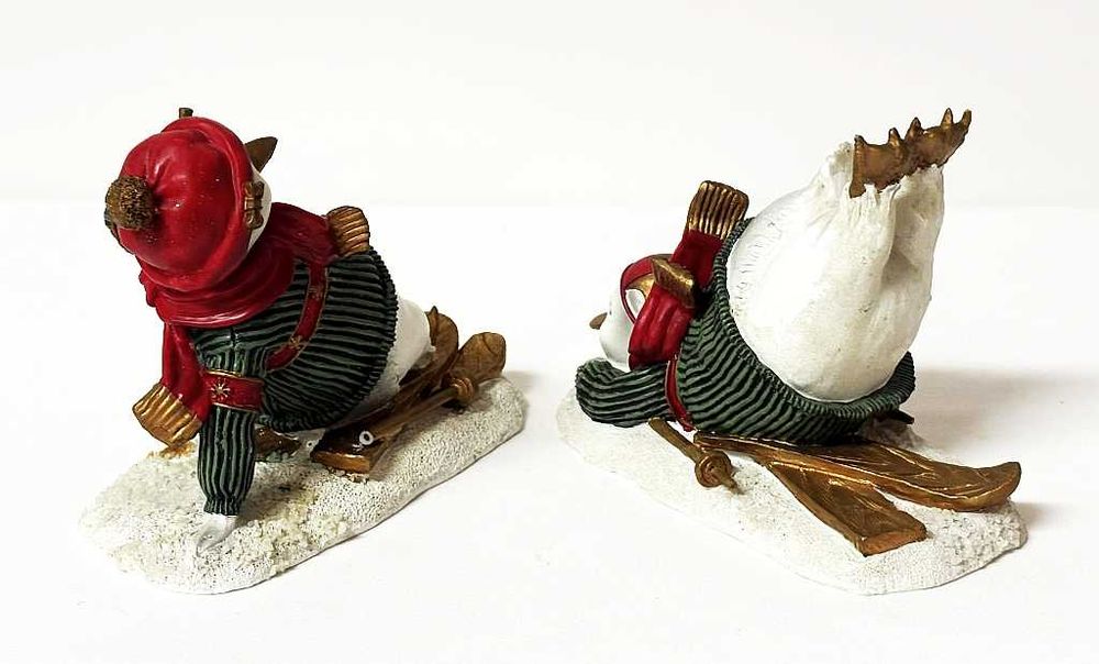 Figurki dwa Pingwiny na nartach Seneca Design 12/15cm