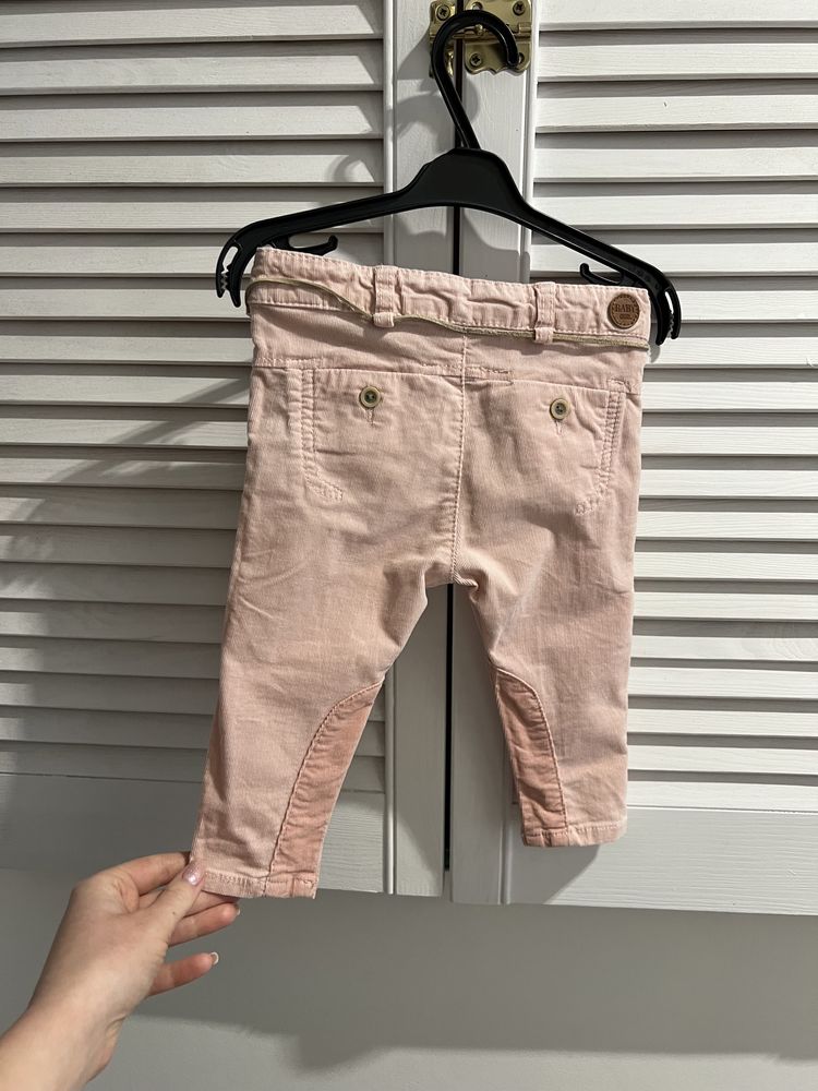 Spodnie niemowlęce Zara r.74 sztruks jazda konna rzemyk sznurek