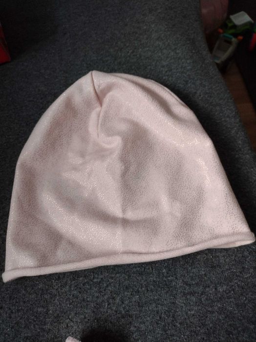 Czapeczka z chustką wiosenno-jesienna 5.10.15 roz48-50 jasno różowa