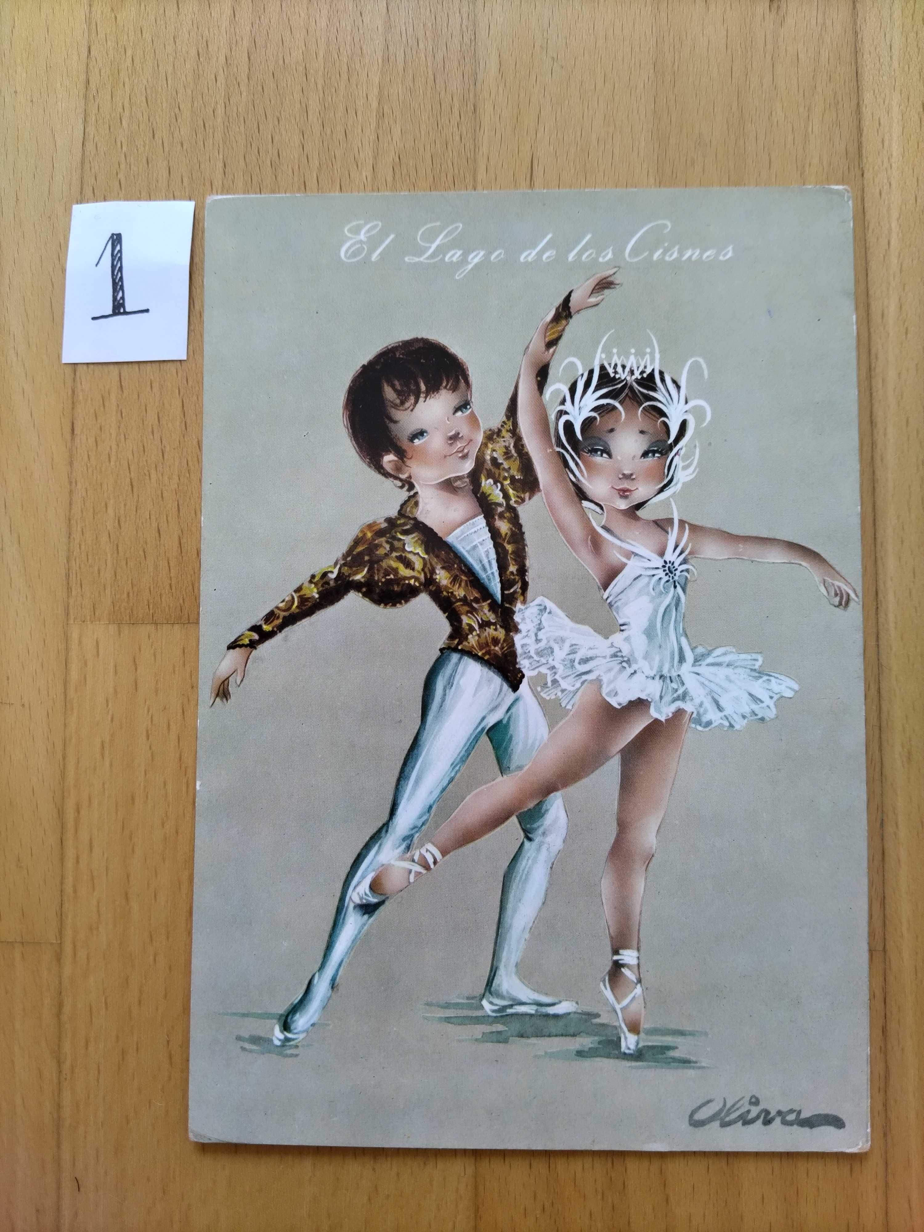 Conjunto de postais ilustrados vintage-Ilustrador espanhol Oliva