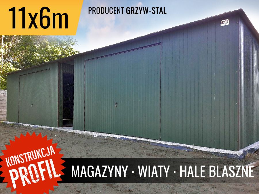 Garaż blaszany, lekka hala stalowa, MOCNA konstrukcja z profili