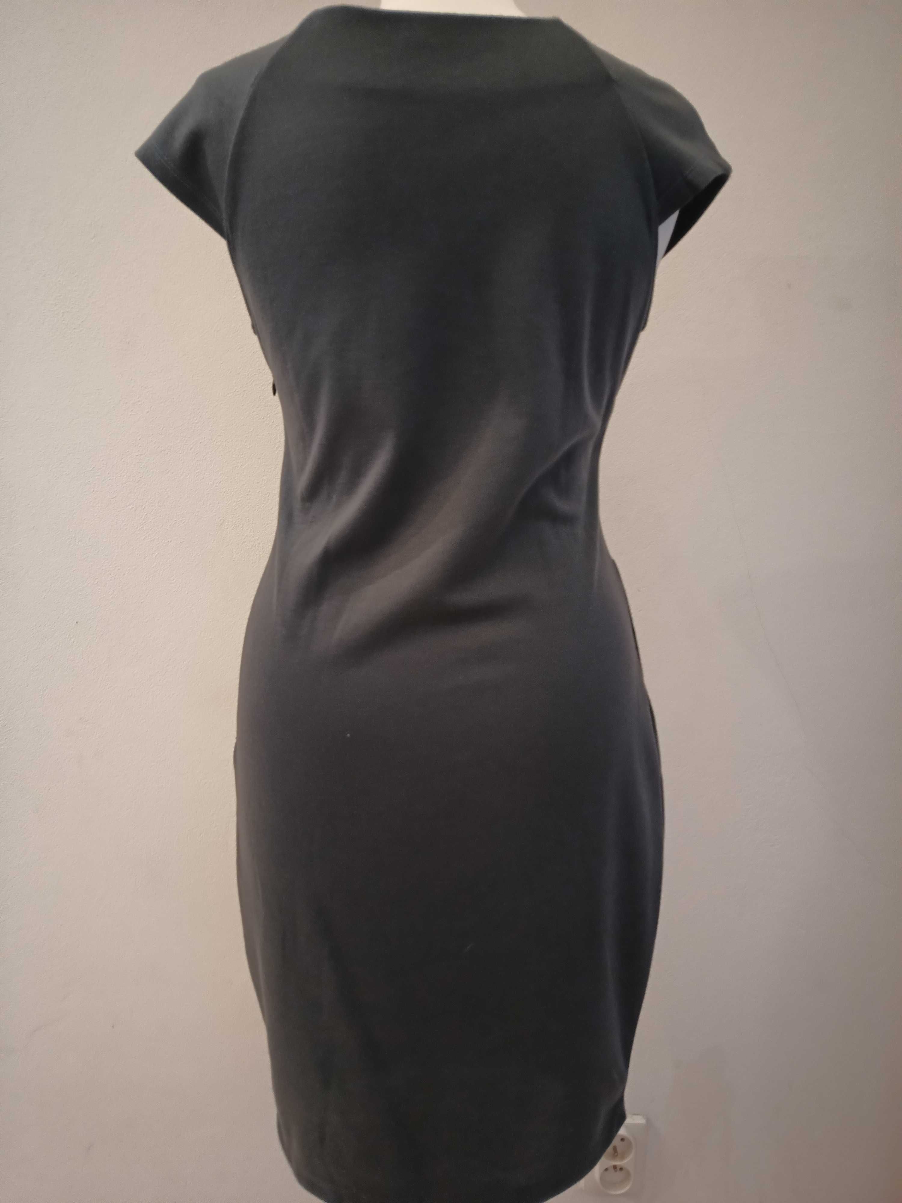 Klasyczna Sukienka Ołówkowa w Odcieniu Ciemno-Siwym, Idealna do Pracy