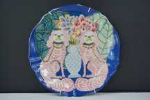 Talerz patera pieski psy kominkowe Paige Gemmell Staffordshire