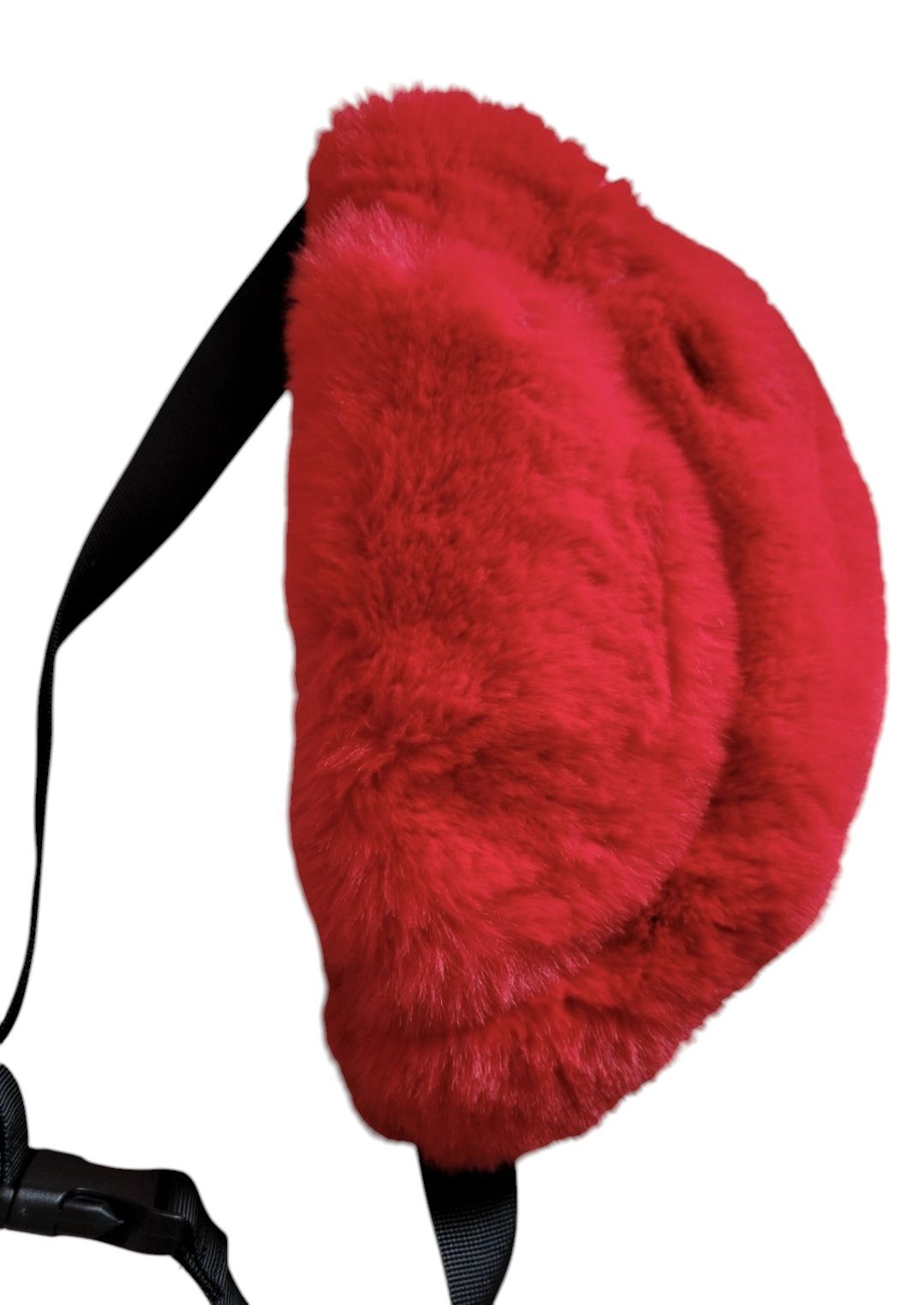 RESERVED saszetka nerka czerwona futrzana futerko red NOWA
