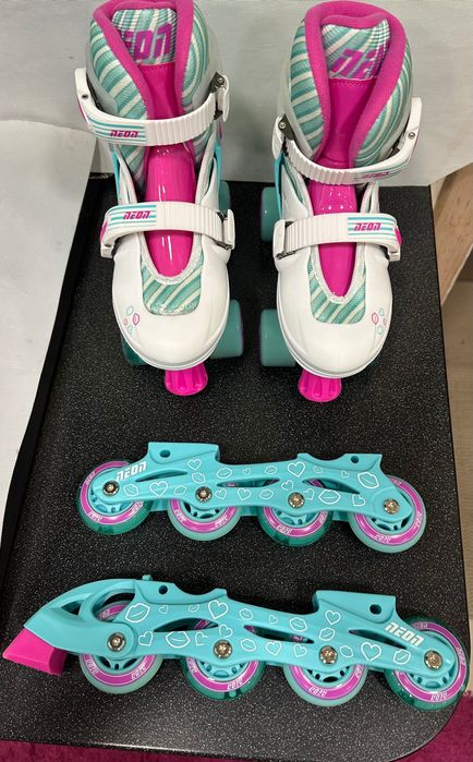 Ролики NEON COMBO SKATES  с подсветкой (Разм.34-37) . Комплект защиты.