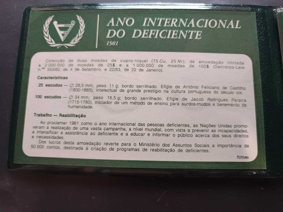 1981 – BNC (2 Moedas) – Ano Internacional do Deficiente