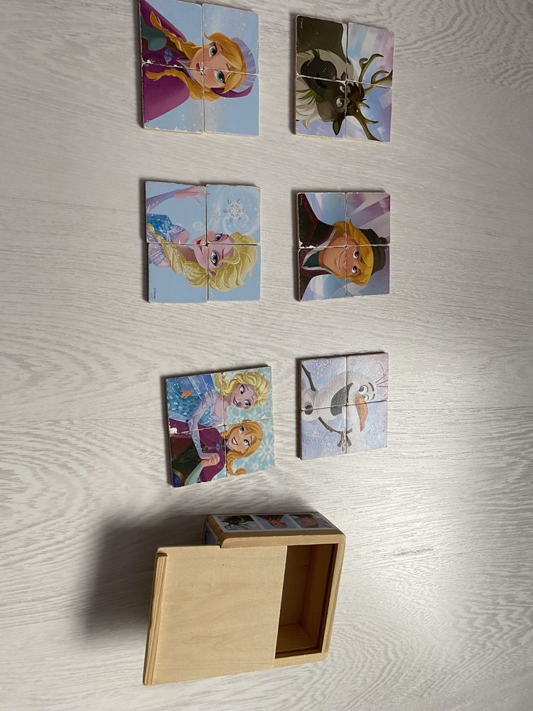 Puzzle drewniane Kraina Lodu 6x 4 elementy