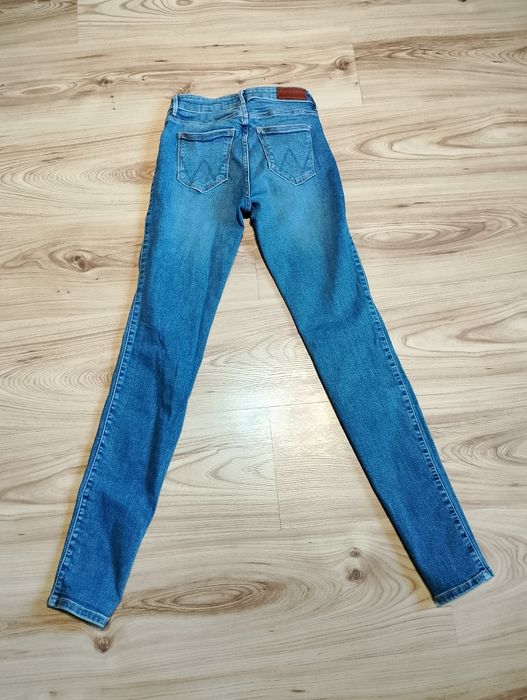 Niebieskie Damskie Spodnie Jeansowe Dżinsowe Wrangler Skinny Fit