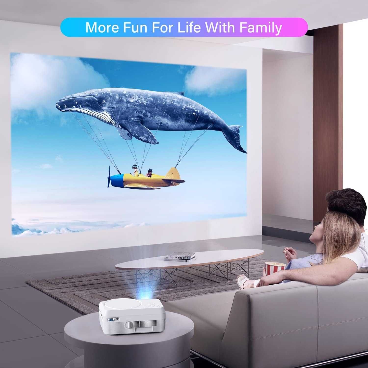 Projektor Full HD Bluetooth Wbudowany odtwarzacz DVD, 12000LM 1080P