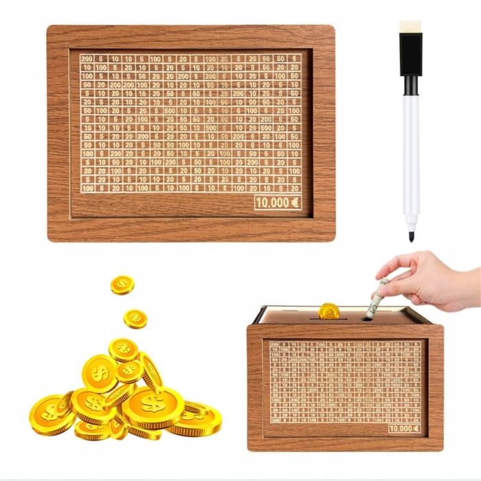 Skarbonka oszczędzająca pieniądze 10 000€ wielokrotnego użytku wykreś