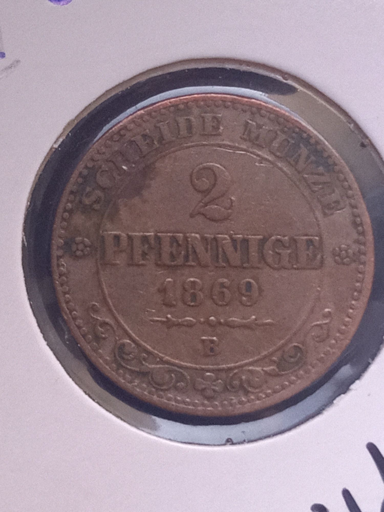 Niemcy Saksonia 2 Pfennig 1869