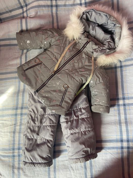 Дитячий зимовий комплект на Дівчинку куртка та комбез 86-92