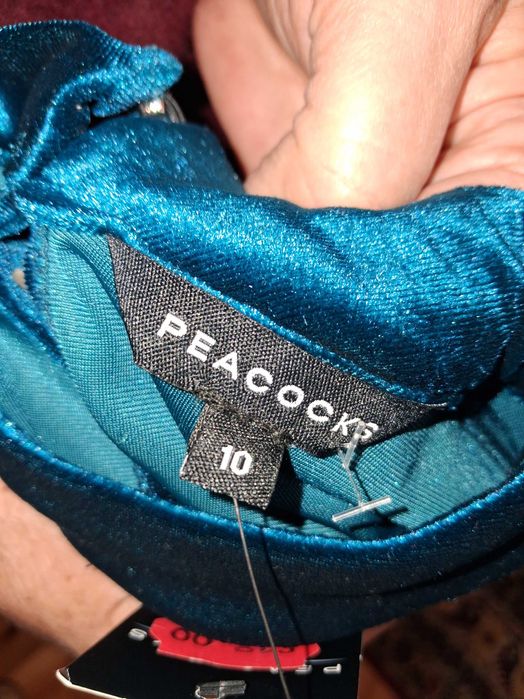 Elegancka welurowa sukienka rozm 10 w kolorze morskim