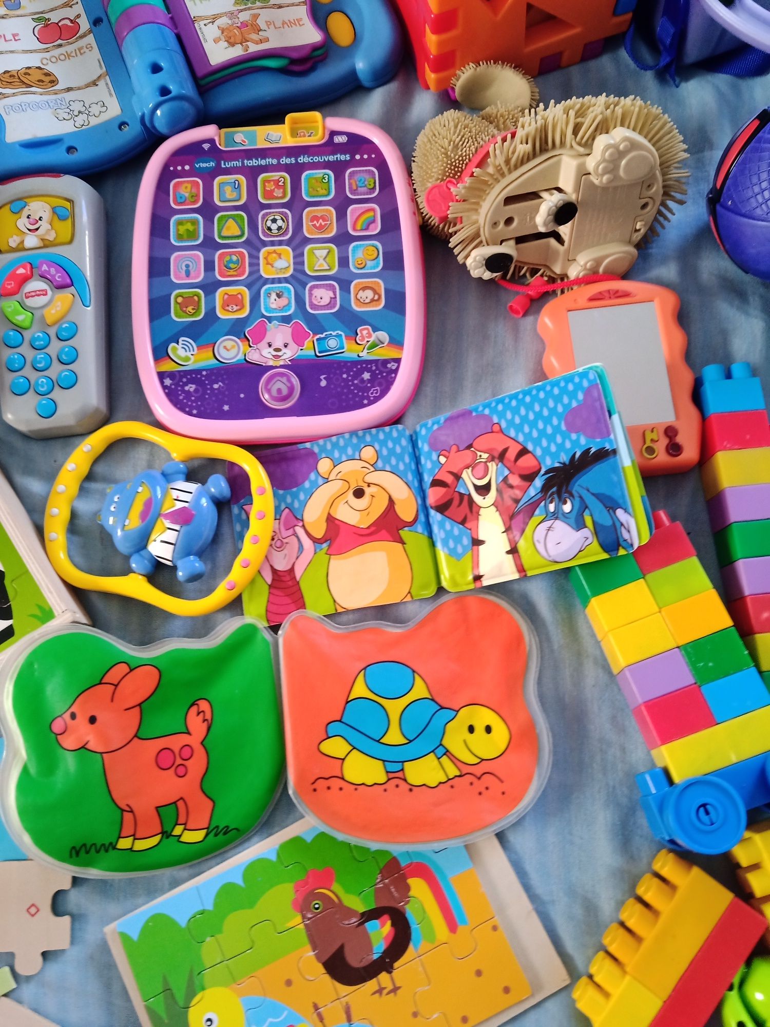 Zestaw zabawki puzzle pies fisher telefon