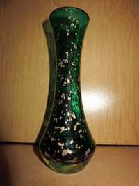 antyk MURANO stary zielony wazon ze złotymi okruszkami