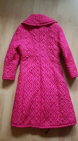Kurtka długa płaszcz pikowany różowa purpurowa ciepła zimowa XS/S