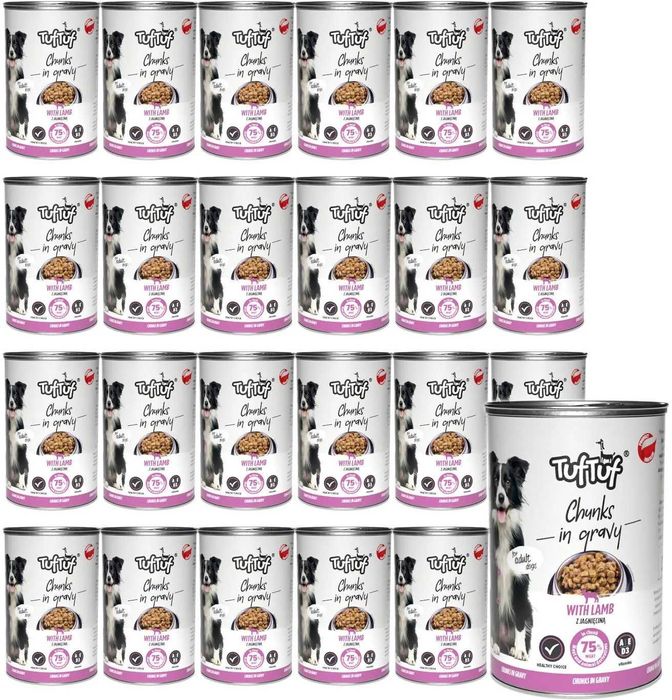 TUF TUF Puszka kawałki mięsne z jagnięciną mokra karma dla psa 24x415g