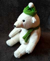 Niedźwiedź polarny pluszak biały miś niedźwiadek, czapka i szalik