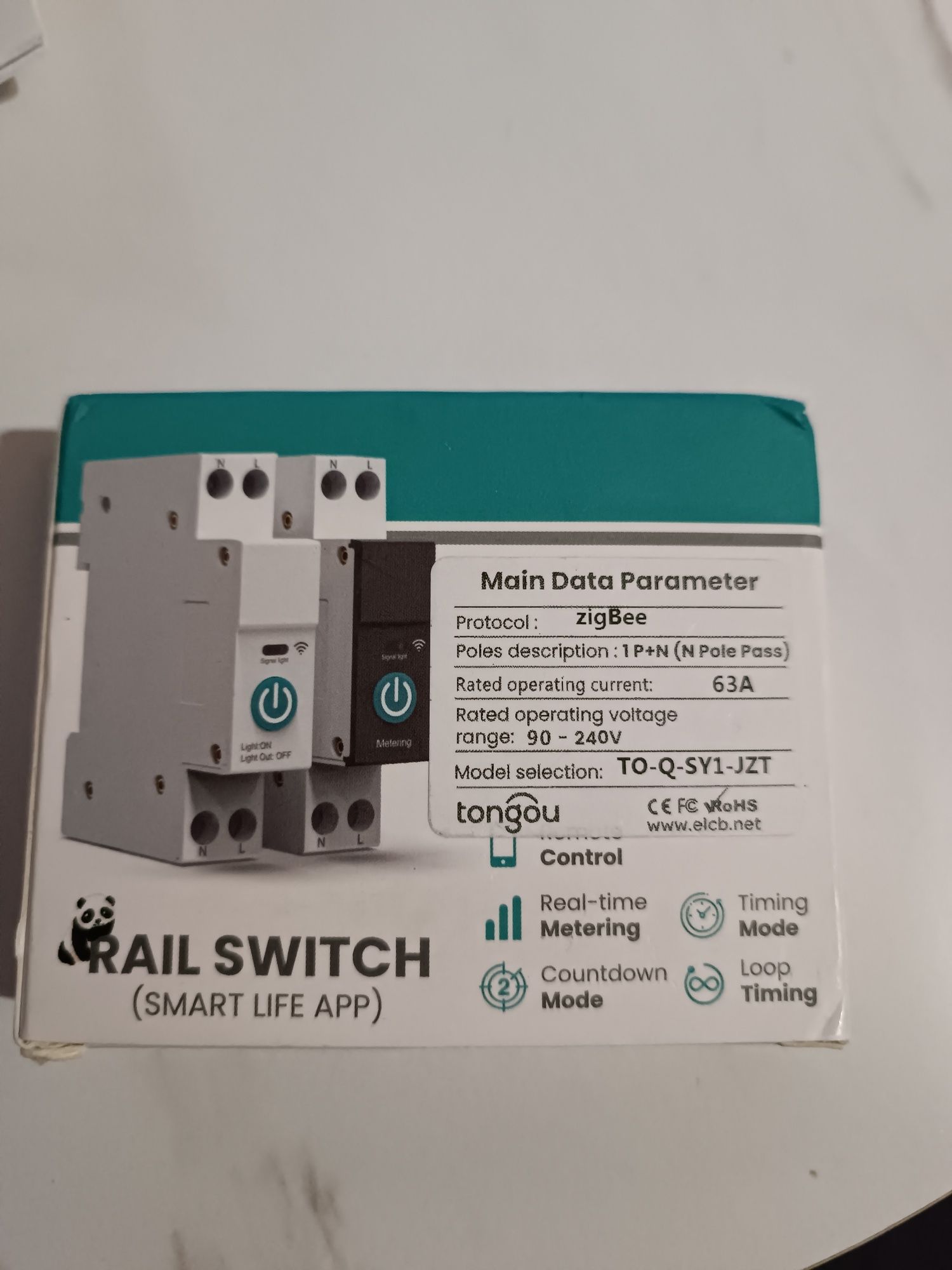 Interruptor de trilho din inteligente 63A e 16A