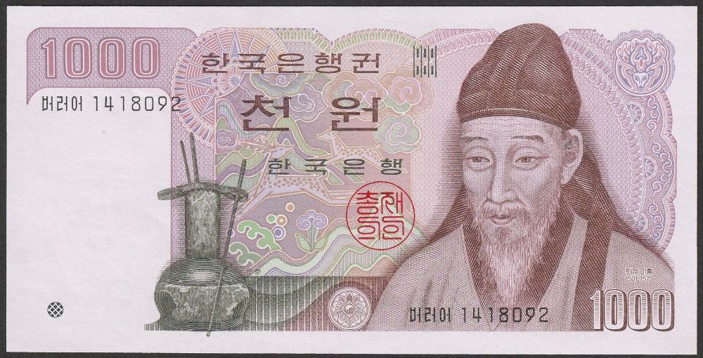Korea Południowa 1000 won 1983 - stan bankowy UNC
