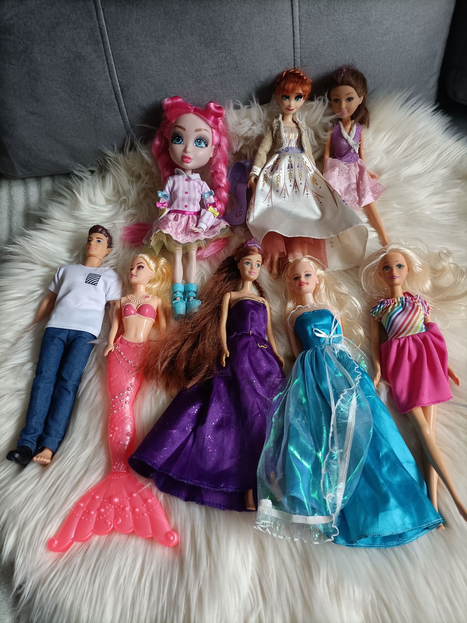 Zestaw lalek , lalka barbie, syrena , Ken , Anna z krainy lodu