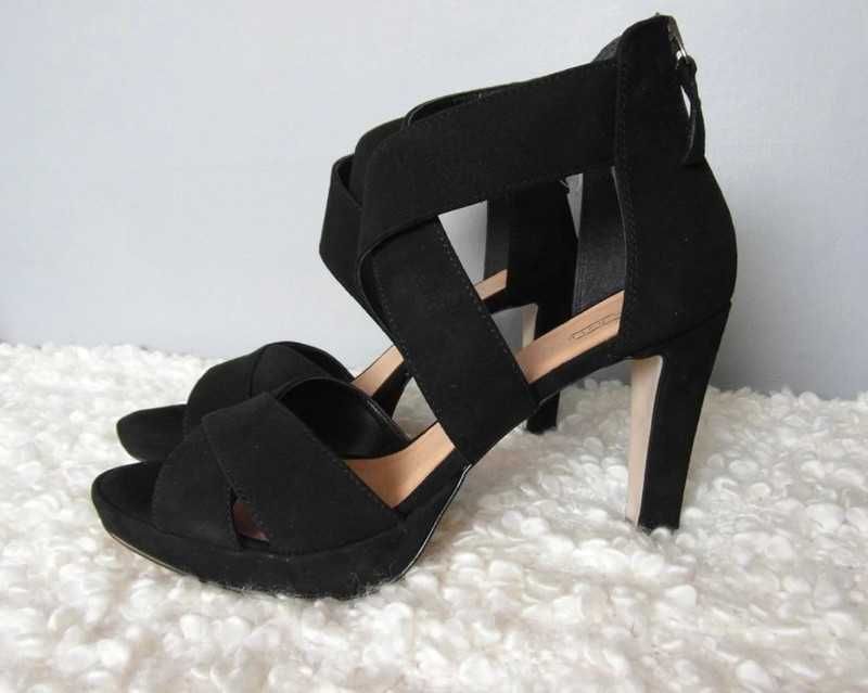 Zamszowe szpilki 5th Avenue - czarne - skóra naturalna