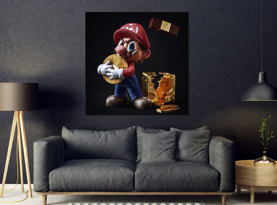 Картина "Супер Маріо", Біткоїн, Холст, Подарунок хлопцю, Арт