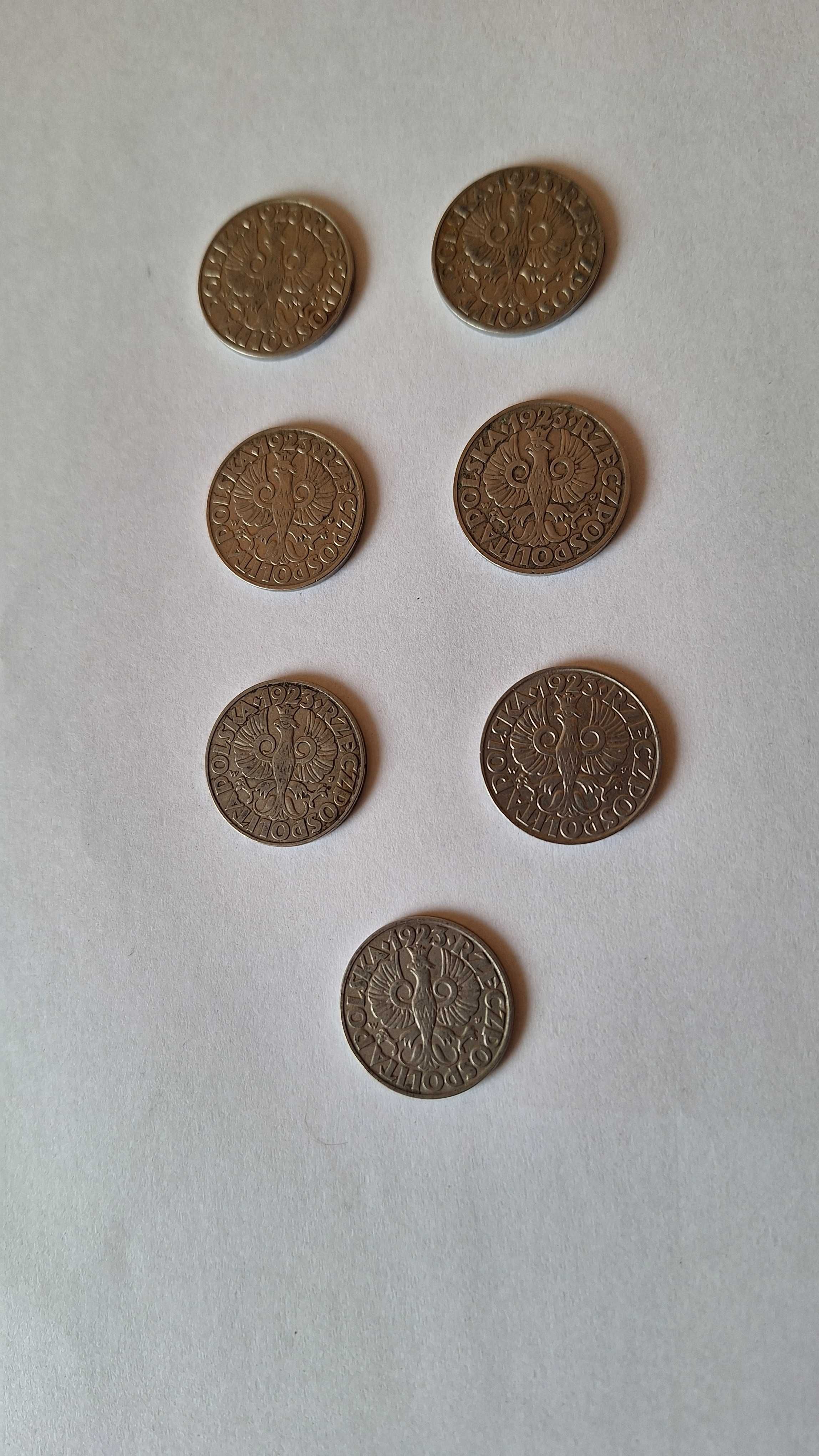 Monety 50 groszy z 1923 r. 7 sztuk