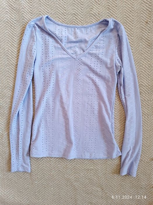 Ażurowa liliowa bluzka shein S