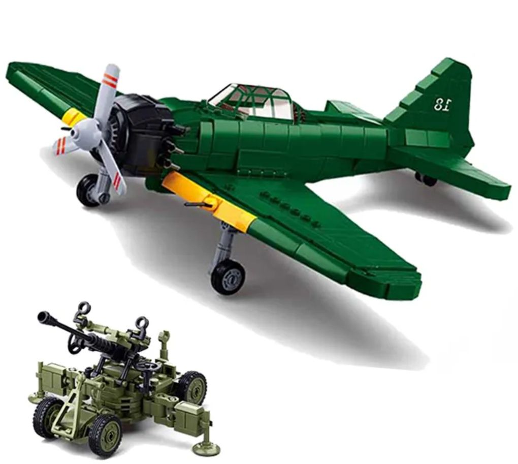 Конструктор Sluban M38-B1108 Японский самолёт Mitsubishi Zero A6M