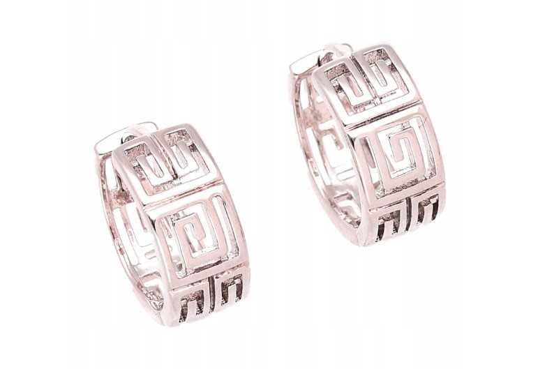 Kolczyki koła kółka srebrne GRECKI WZÓR stal chirurgiczna D15