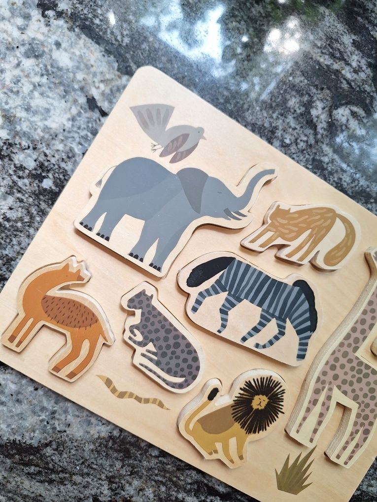 Układanka drewniana ze zwierzątkami - Puzzle Safari ferm LIVING